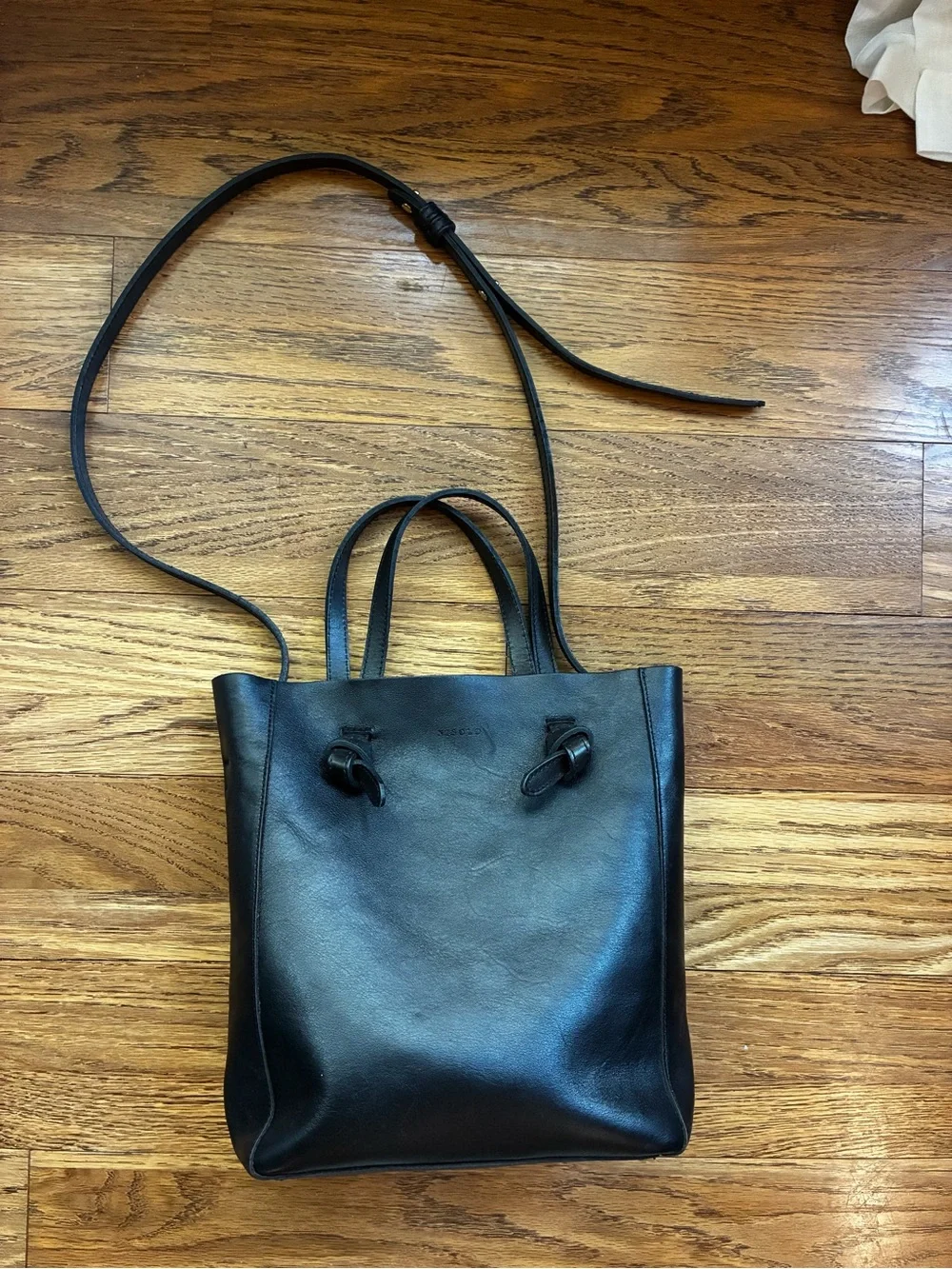 Nisolo black leather simone shopper tote